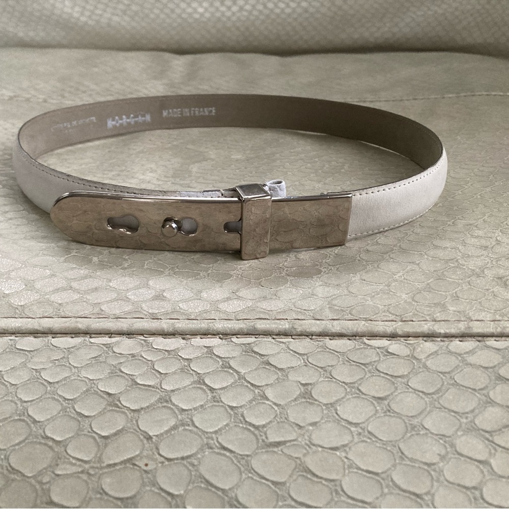 White Leather Belt by Morgan Made in France